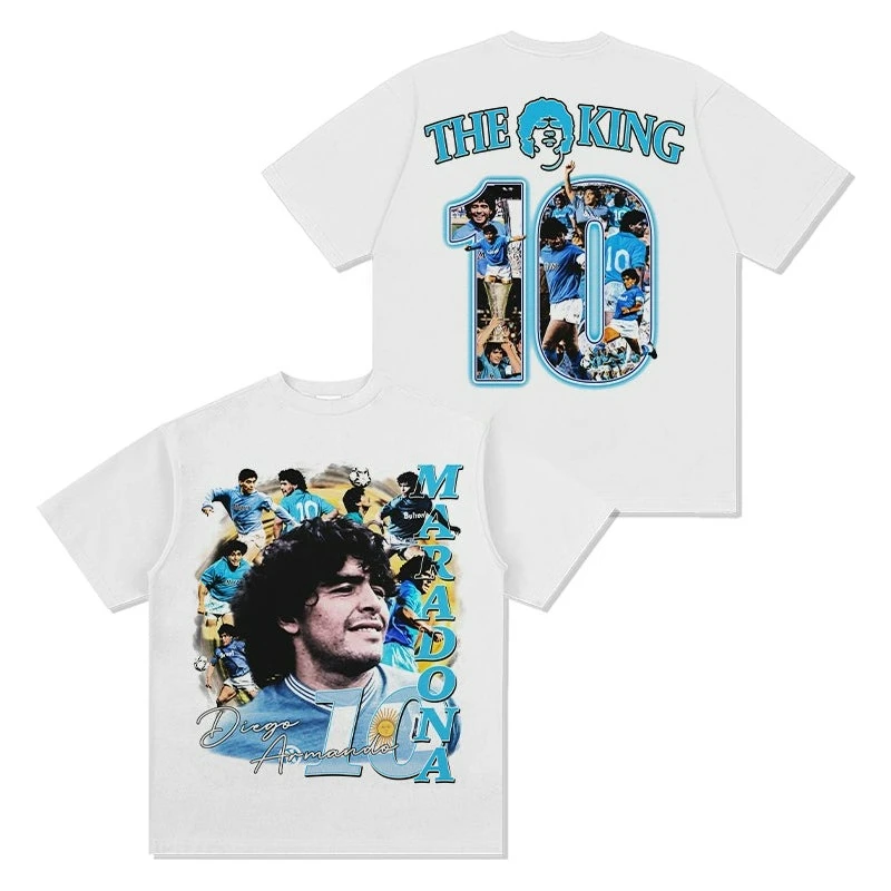 Diego Maradona Cotton Men's Football T-shirt Napoli Jersey 1989 Commemorative Shirt Summer Unisex Short Sleeved Shirt
