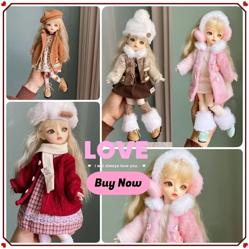 

2026 Новая эксклюзивная горячая распродажа 30 см 1/6 BJD Кукольная одежда Модный комплект одежды Красивое платье Шапка Зимнее пальто Аксессуары для кукол Подарок для девочки