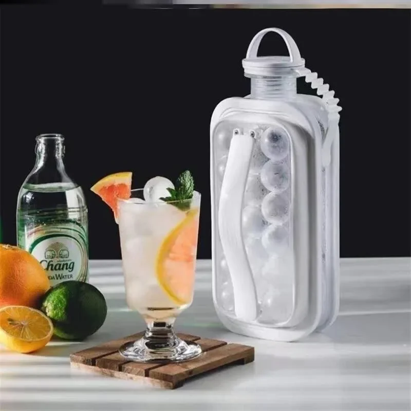 

Portable Folding Ice Maker Bottle, 2-in-1 Silicone Container with Reusable Hockey Ice Cube Mold for Cocktails & Cold Drinks
