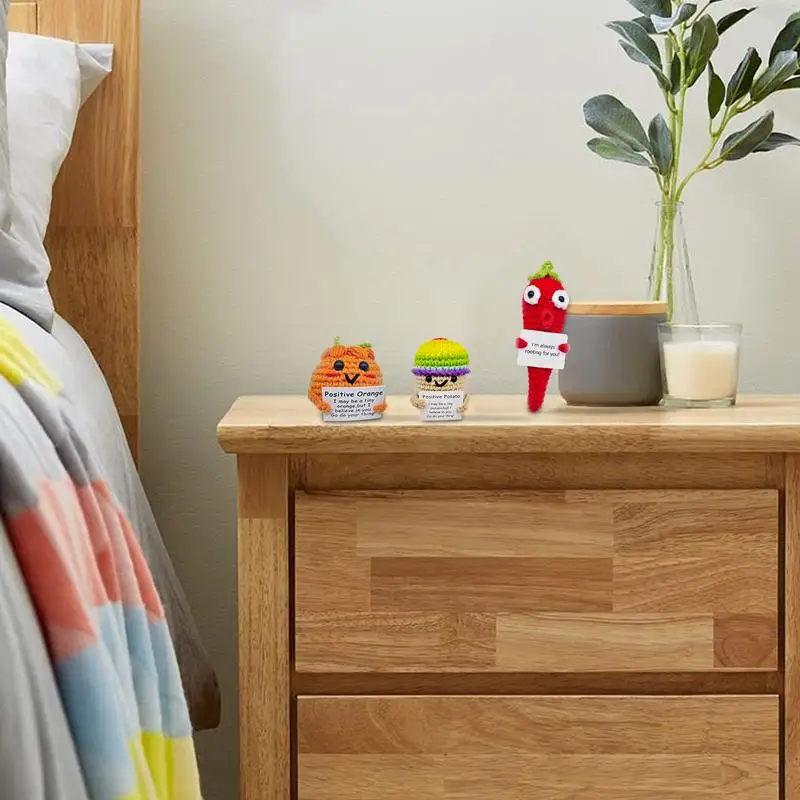 Positief Gehaakte Pop Inspirerend Gebreid Pluche Fruit Inspirerend Decor Gehaakte Peper Aardappel Oranje Pop Emotioneel Geschenk