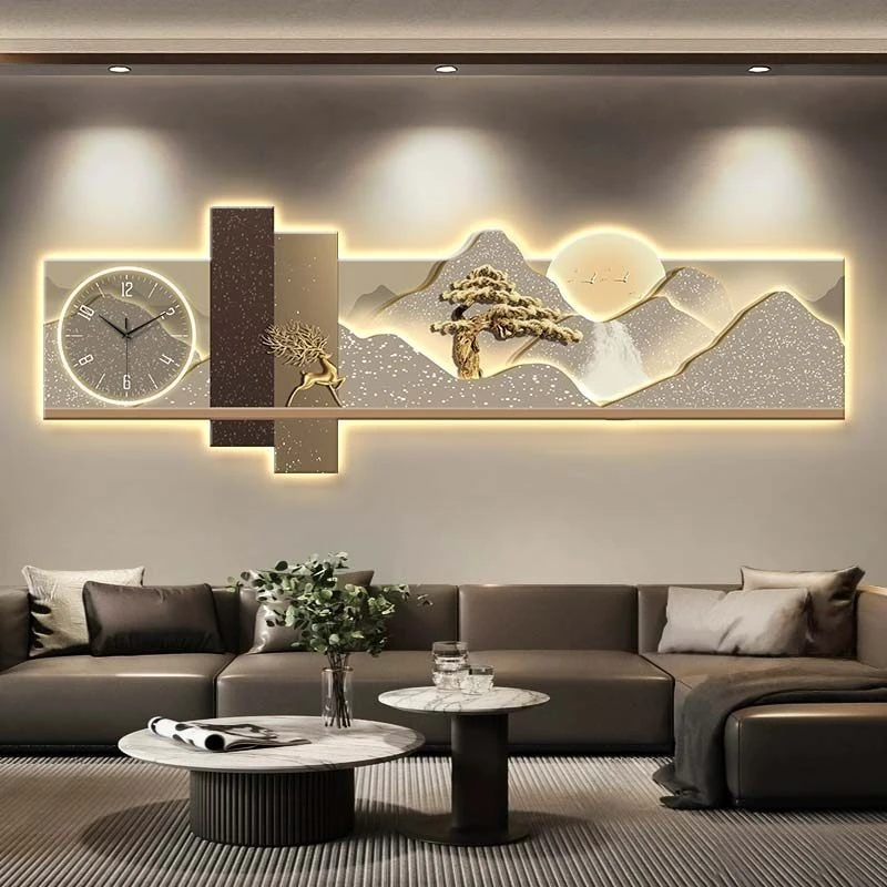 bedroom Fortune tree Wall clock living room bedside sofa background luminous wall clock Large Modern horloges murales decoration