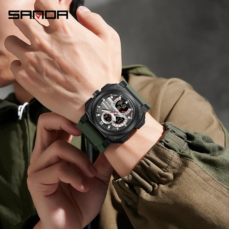 SANDA G Style Military Men Sports Watches Threeplace Time Waterproof Countdown LED Digital Electronic Quartz Wristwatch Male New