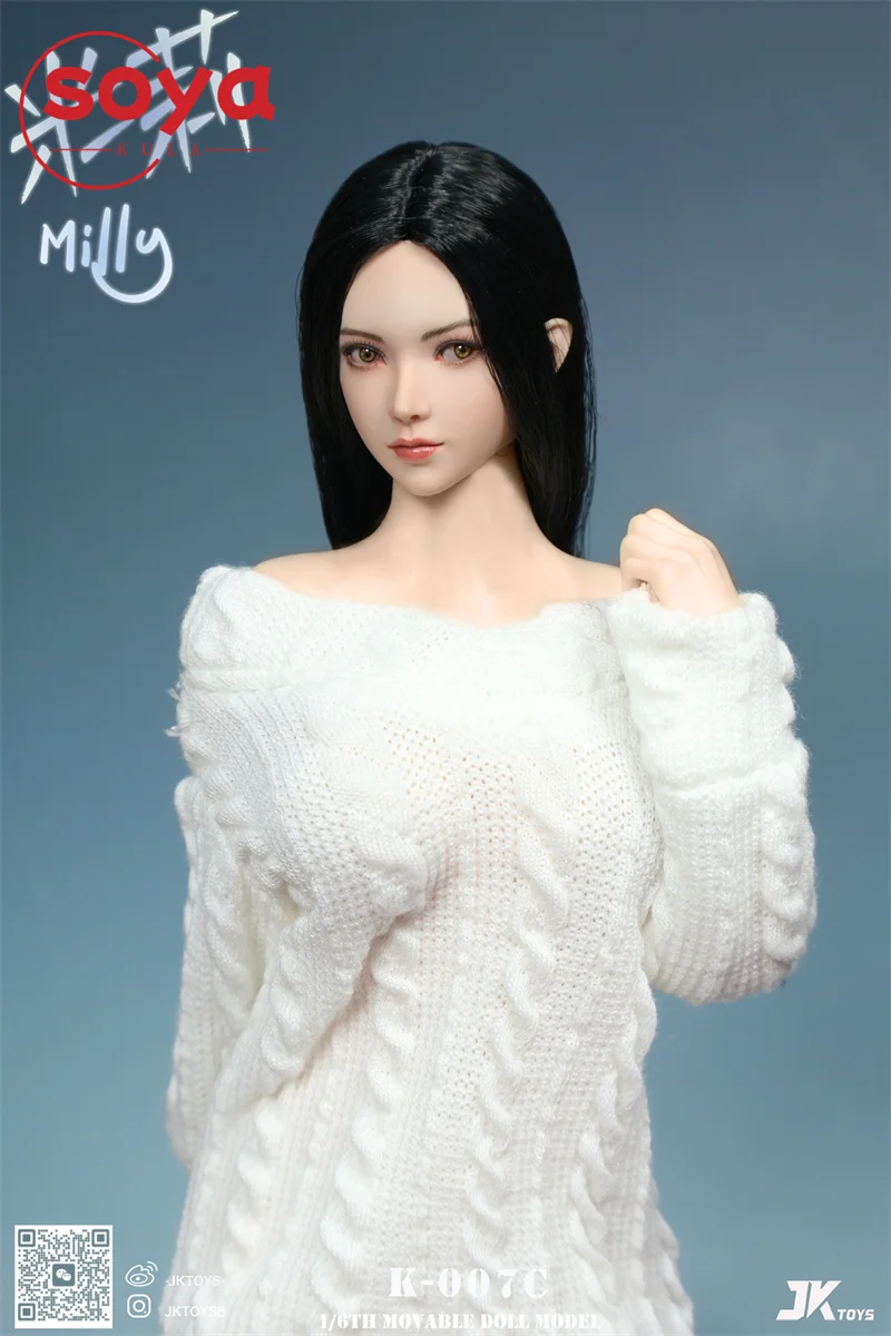 JKTOYS K-007 หุ่นจำลองศีรษะแบบขยับได้ ขนาด 1/6 รุ่นสาวงามเอเชีย มิลลี่ สำหรับตัวฟิกเกอร์แอคชั่นทหารหญิงขนาด 12 นิ้ว
