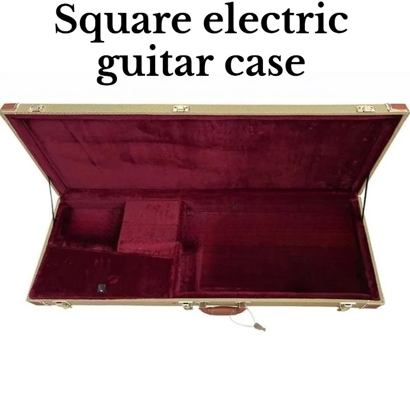 

Кожаный квадратный чехол для электрогитары, противоударный, водонепроницаемый, портативный, устойчивый, жесткий, коробка для электрогитары, аксессуар для музыкального инструмента