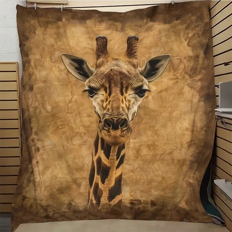 Bohemian Giraffe Blanket Soft Cozy Bohemian Giraffe Print Flannel Blanket All Season Throw Bed Couch