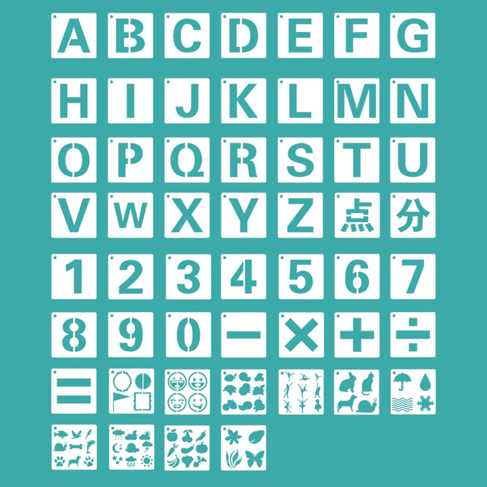 

80PCS Alphabet Symbol Stencils Template Painting Scrapbooking Embossing Stamping Album DIY Craft (White)