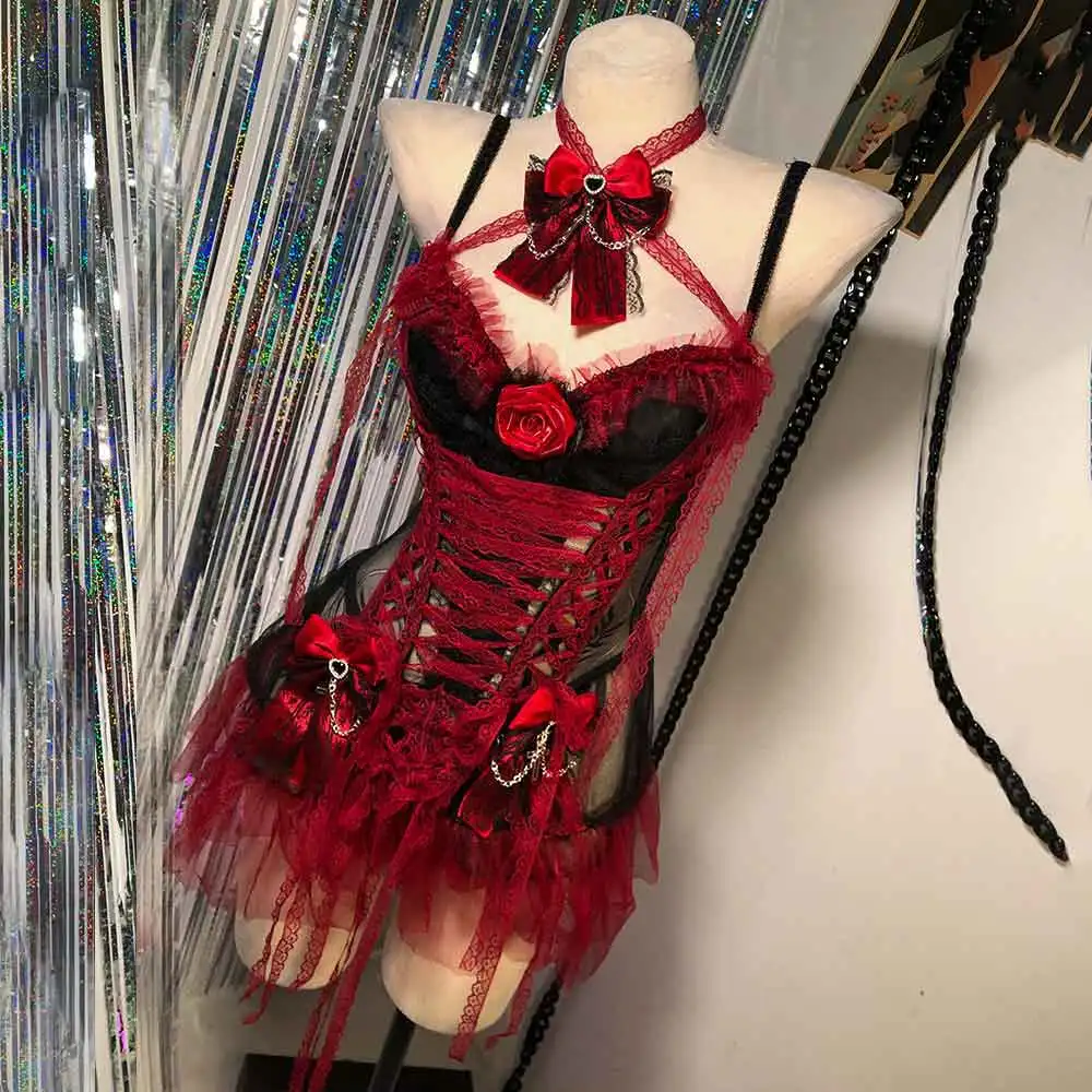 

Gothic Dress 2025 Harajuku Club Wear Teen Y2K TOPS Goth Kawaii Grunge Punk Rock Eco E-Girls Emo 90s Glitch Core Hand Made DIY