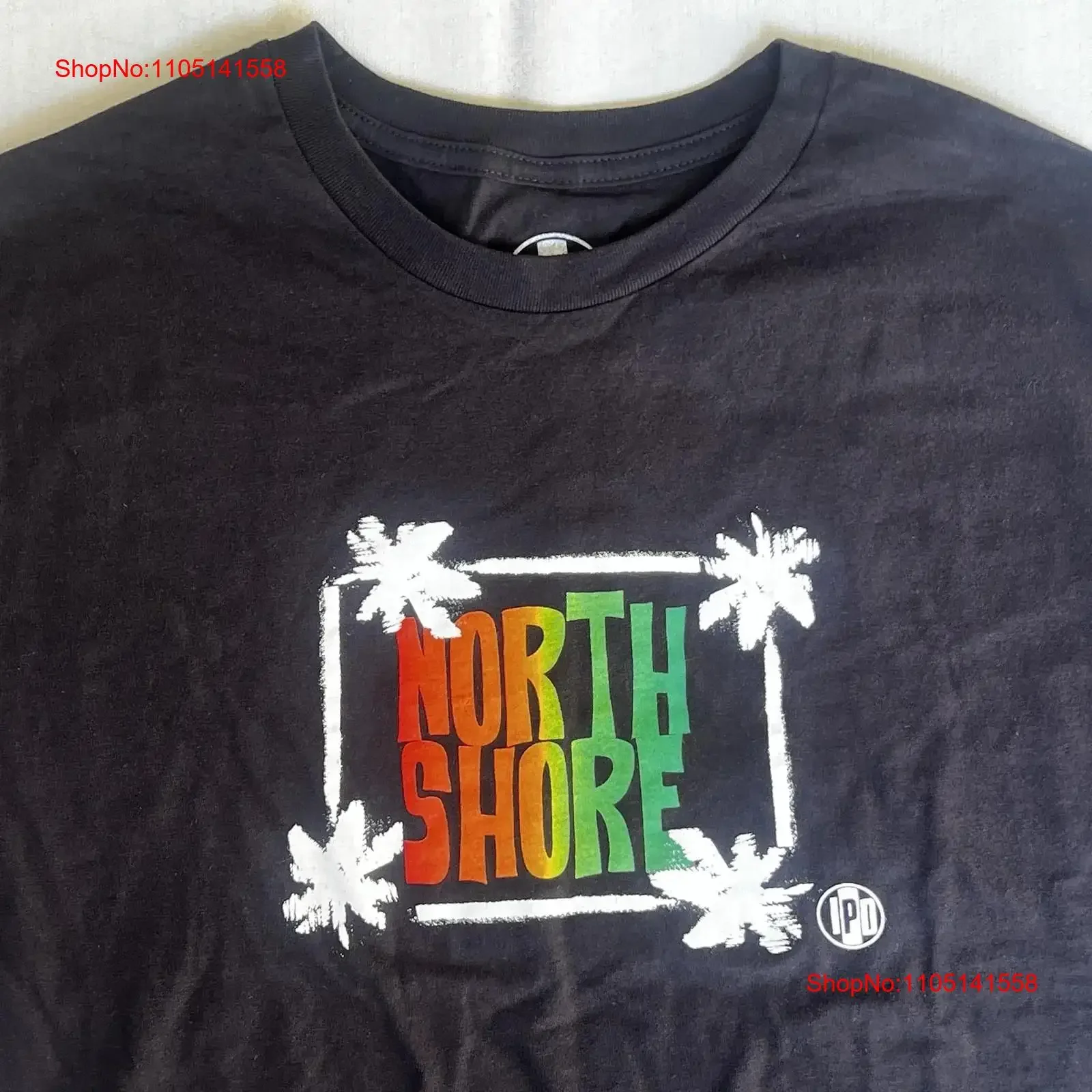تي شيرت North Shore Hawaii Surf L Blk N Sea Rasta Oahu خط أنابيب Haleiwa 2950 ملابس كلاسيكية مغسولة غير رسمية متعددة الاستخدامات