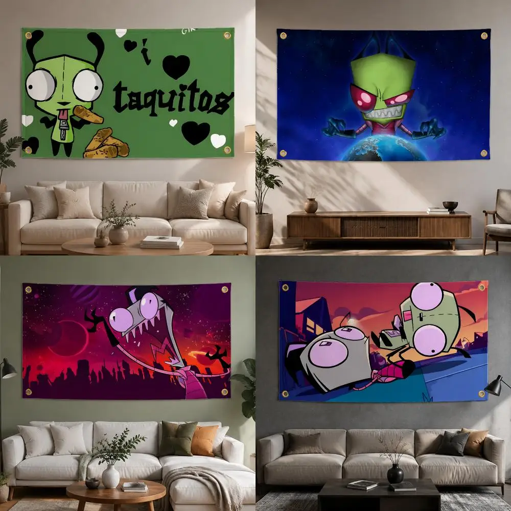 TV Series Invader Zim Flags Fashion flag For Living Room Home Dorm Decor Wall Outdoor Camping Party Banner Gifts
