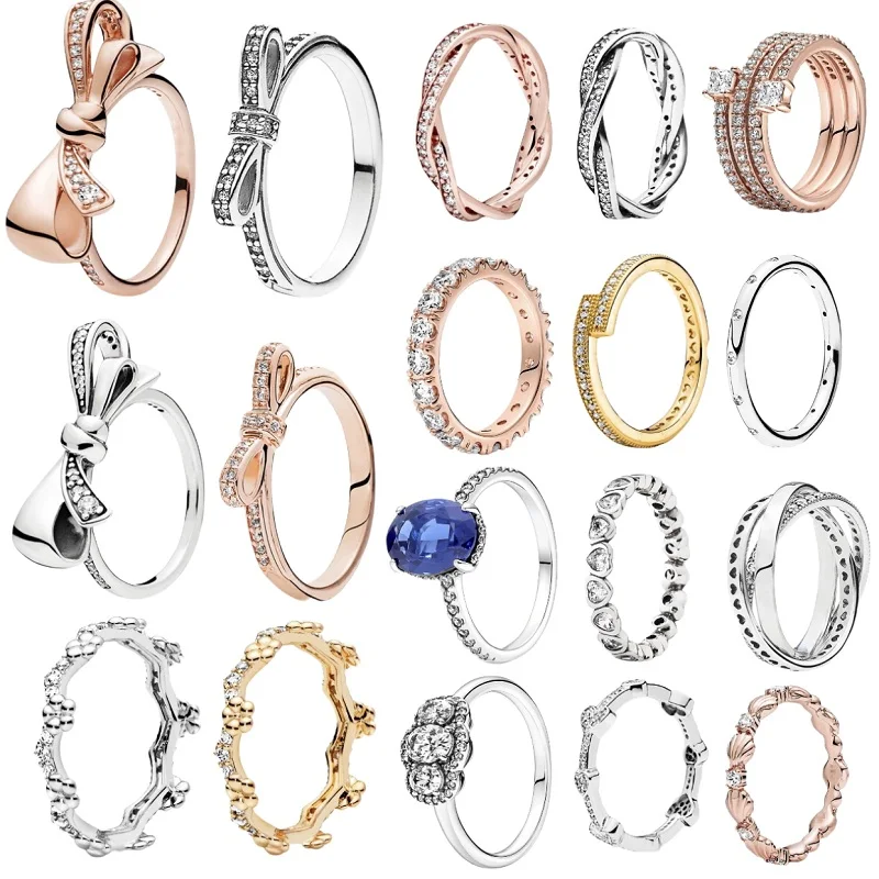 

Fashion Jewelry 100%925 sterling silver Classic Bow Crown Oval Shiny charm Ring Delicate for women wedding engagement birthday