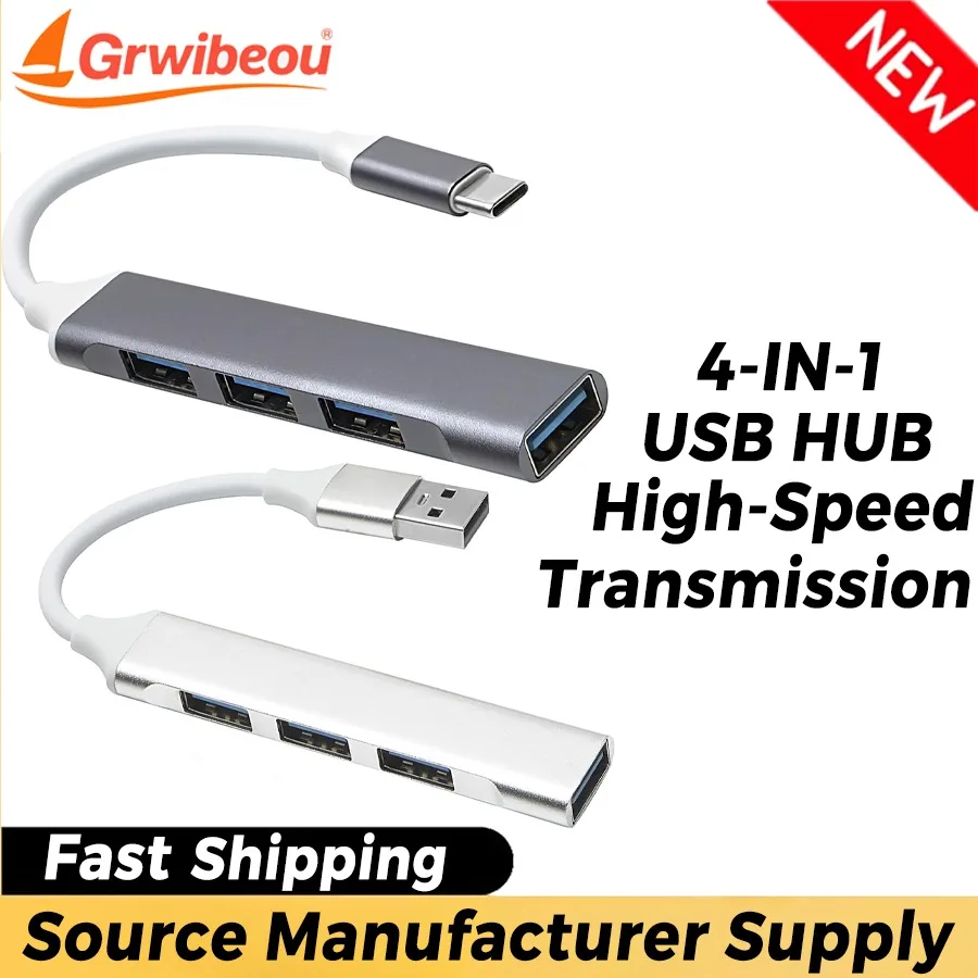 

4 in 1 USB HUB USB-C HUB 4 Ports USB 3.0/2.0 Adapter PD SD TF for Macbook Air M1 IPad Pro RJ45 Computer Notebook Accessories