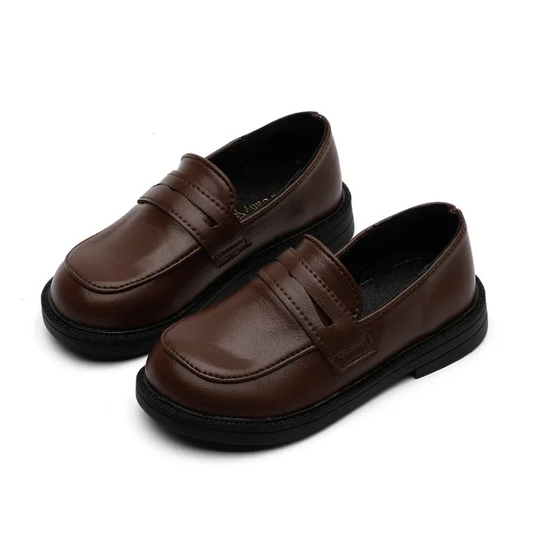 Children\'s Leather Shoes Spring Autumn Causal Black School Girl Shoes Non-slip PU Kids Causal Boys Formal Uniform Flat Loafers