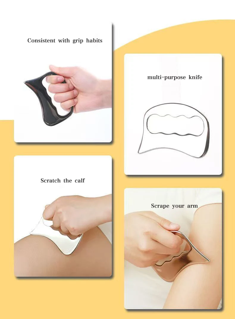 Quadratisches Faszienmesser, Edelstahl Gua Sha Brett, Spezialwerkzeug für Sport und Fitness, Sehnen-Therapie, Gua Sha Platte – Detail 4