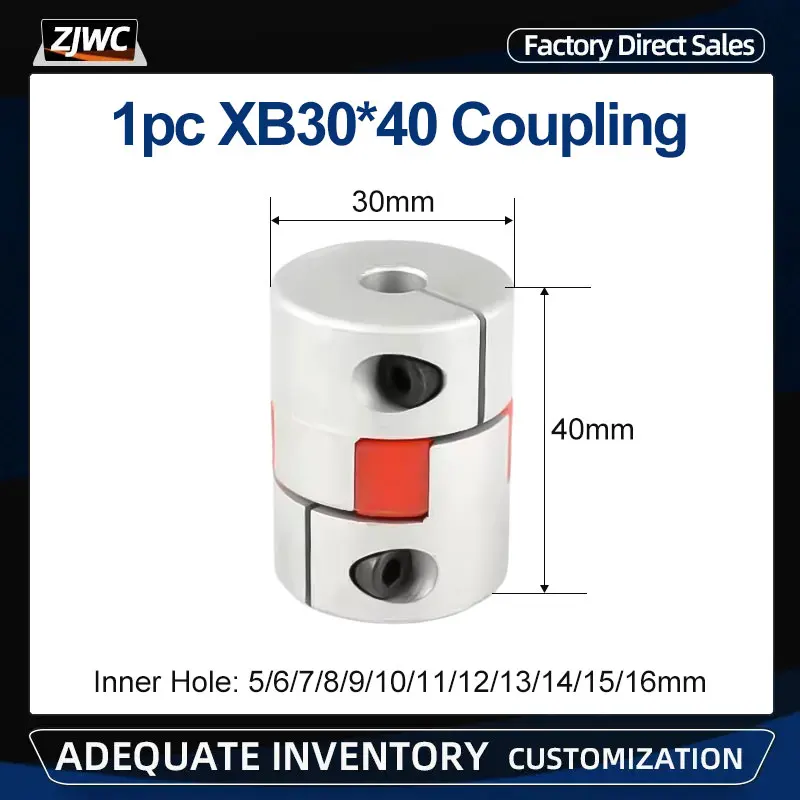 

XB Couple Aluminium Plum Flexible Shaft Coupling D30L40 2 Jaw Motor Connector Flexible Coupler 5/6/7/8/9/11/12/13/14/15/16mm