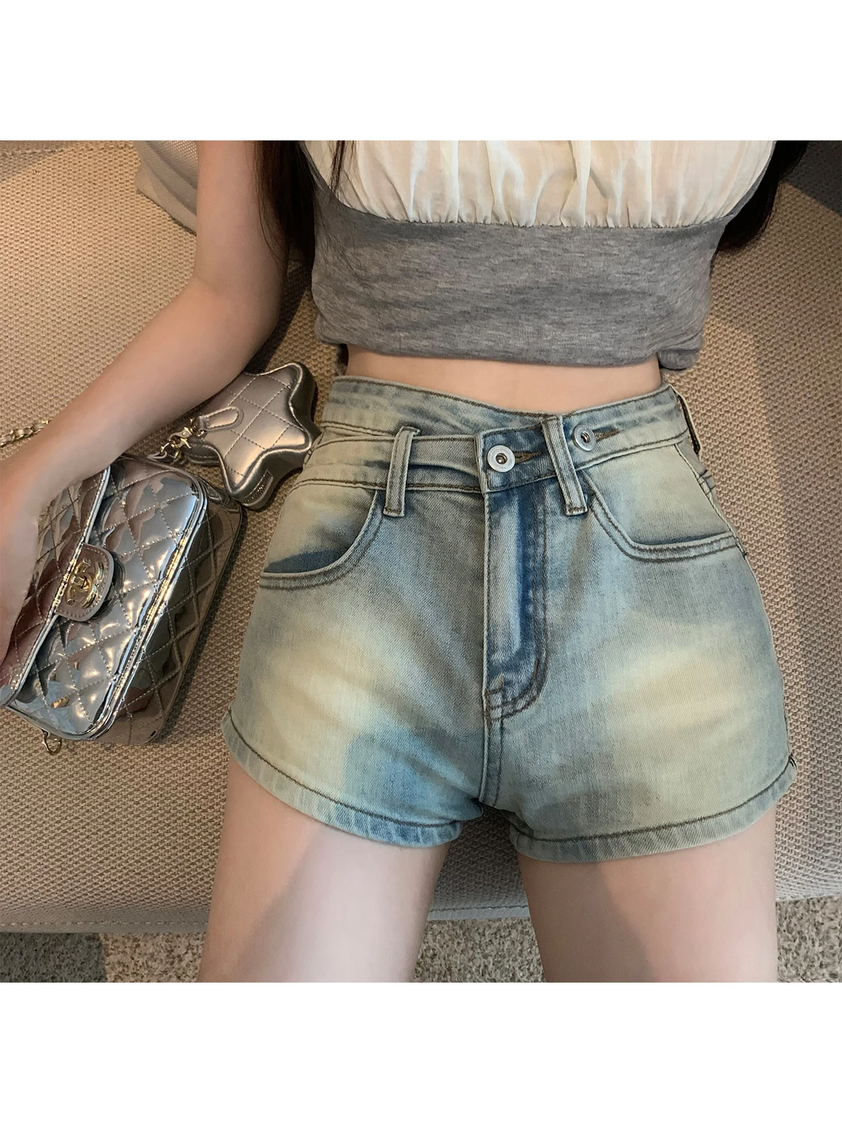 

Millennial Sexy ort Jeans orts Mislabeled Waist Double Bule Distred Summer Faion Women's orts NNS Brand