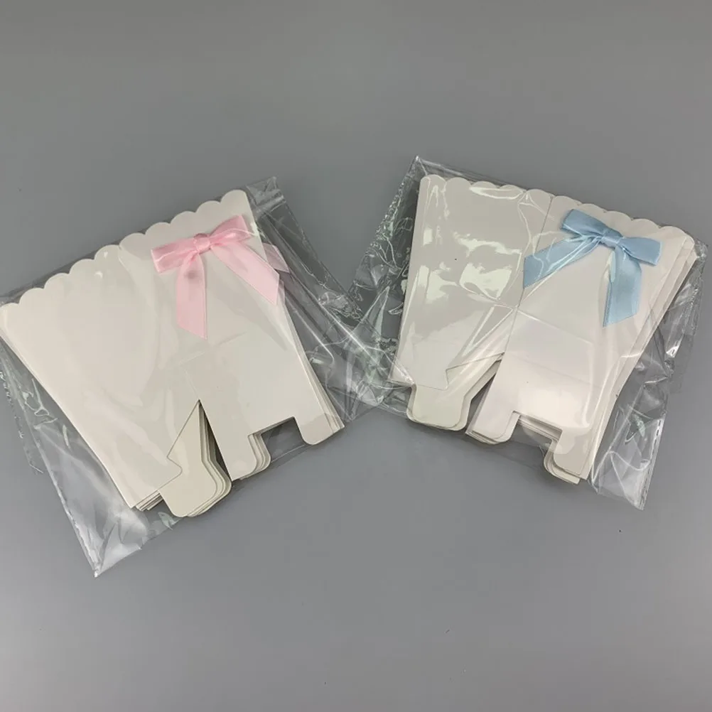 

12 Pcs Bow Popcorn Box Candy Treat Boxes Pink Ribbon White Paper Party Halloween