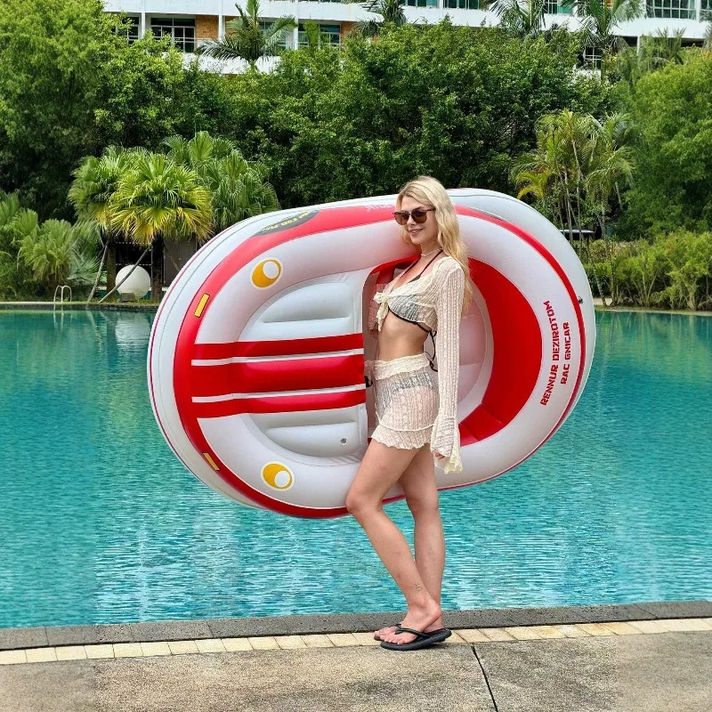 Electric One-key Inflatable Bumper Boat, Automatic Propulsion Water Float with Propeller, Motorized Surf Boat Pool Water Toy