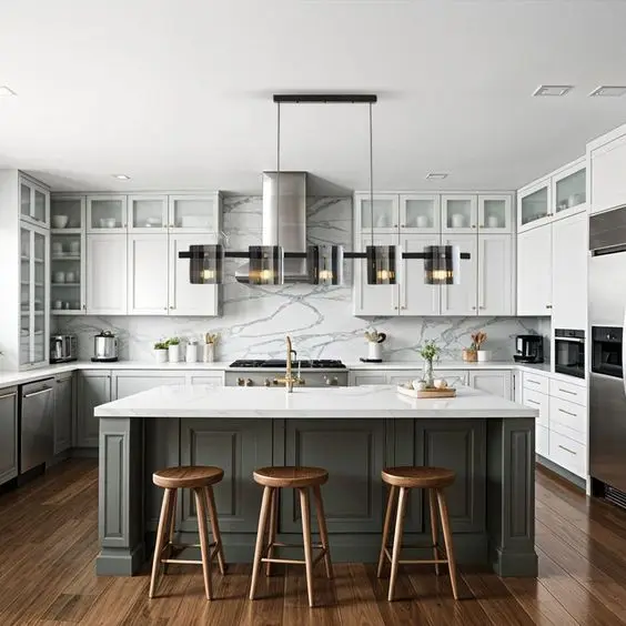 CBMmart USA Project Ready to Assemble Modern Lacquer Prefab Kitchen Cabinet Kitchen for Home Project