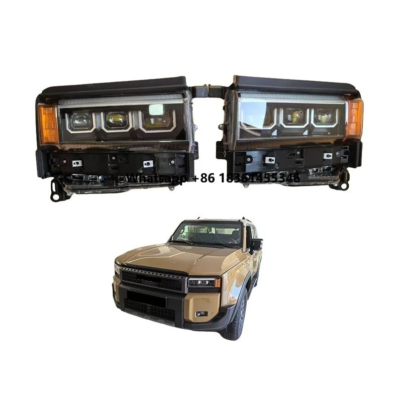 High Quality 3-Eyes LED Headlights Headlamp For  Land Cruiser Prado LC250 2024 2025 BX TX Low To High Head Lights