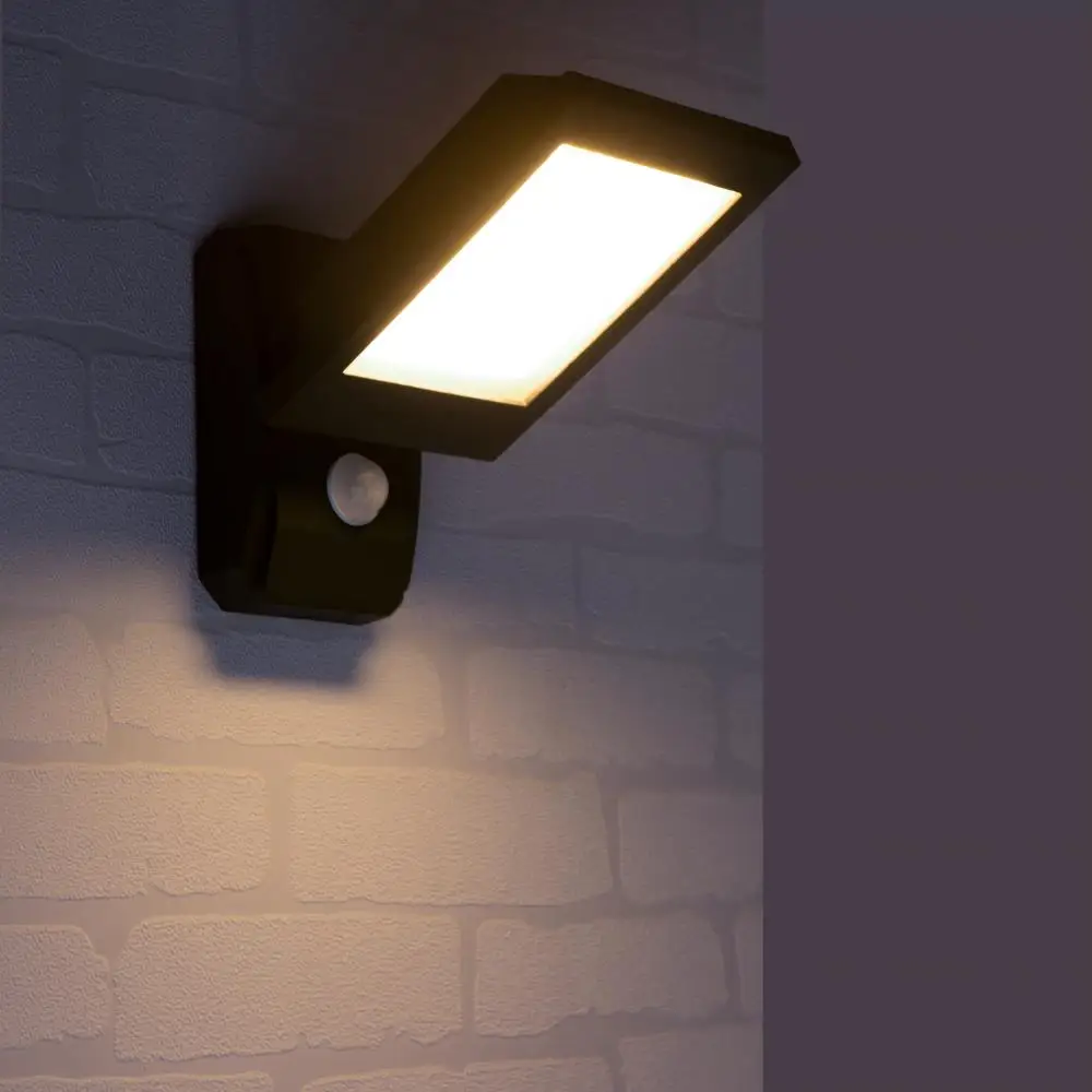 LED motion-sensitive outdoor lighting fixture, wired square 18W modern exterior porch light, wall lamp, suitable for patio entra