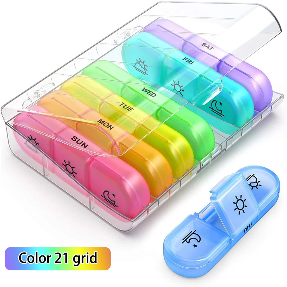 7 Days Pill Box Medicine Case Weekly Tablet Vitamin Holder Storage Organizer Travel Container Case Pill Box Splitters Pill Case