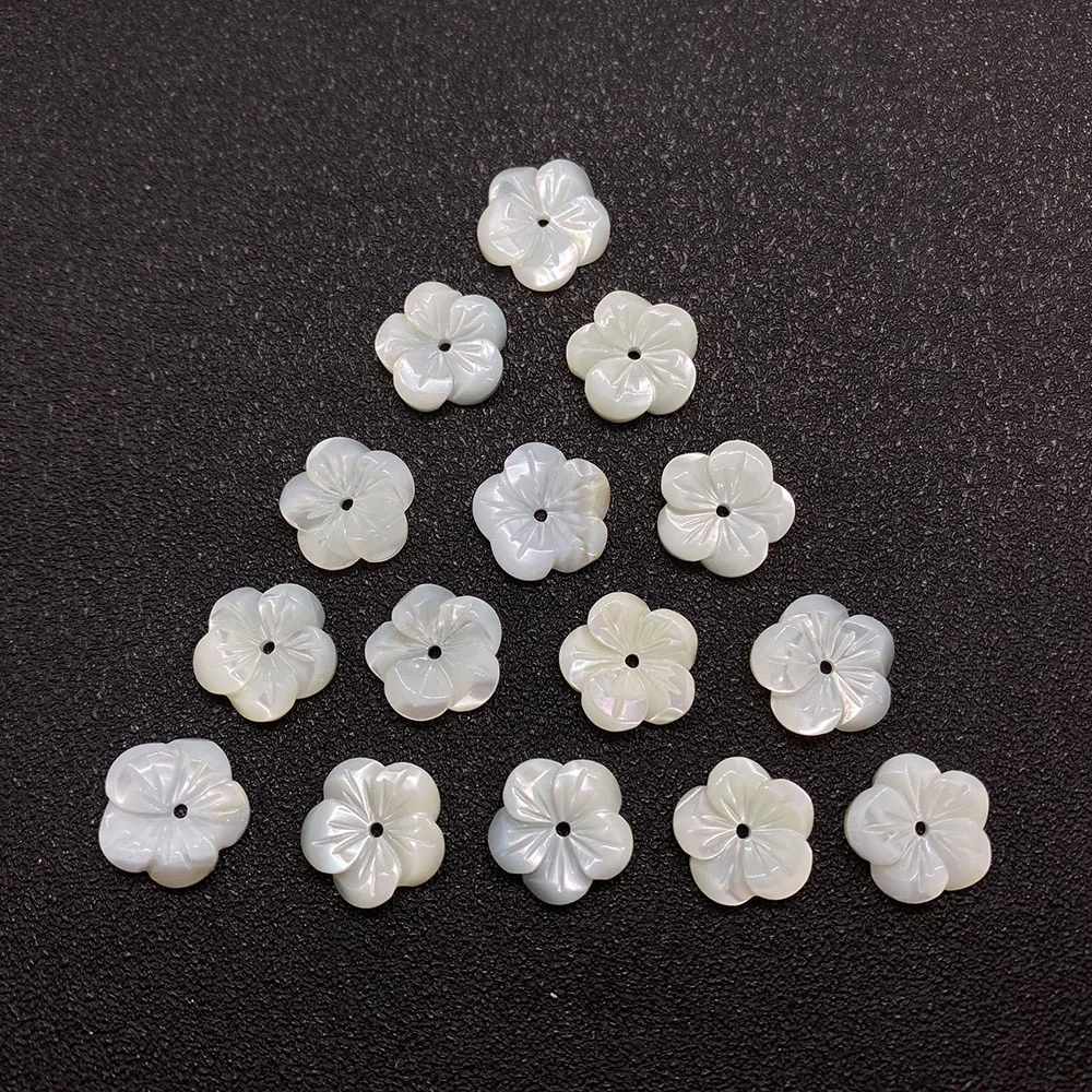 White Pteria Shell Flower-shaped Beads Natural Seawater Shell Patterns Central-holed Loose DIY Accessories Necklaces Earrings