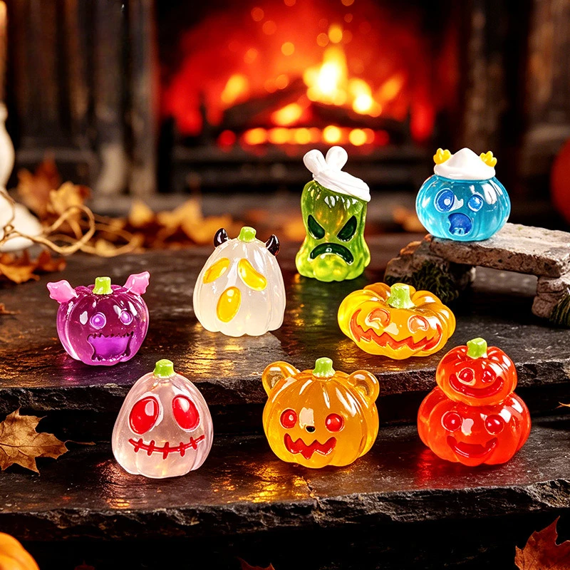 100pcs Wholesale Halloween Pumpkin Resin DIY Accessories For Keychain Pendant Desktop Ornament Dollhouse Decor