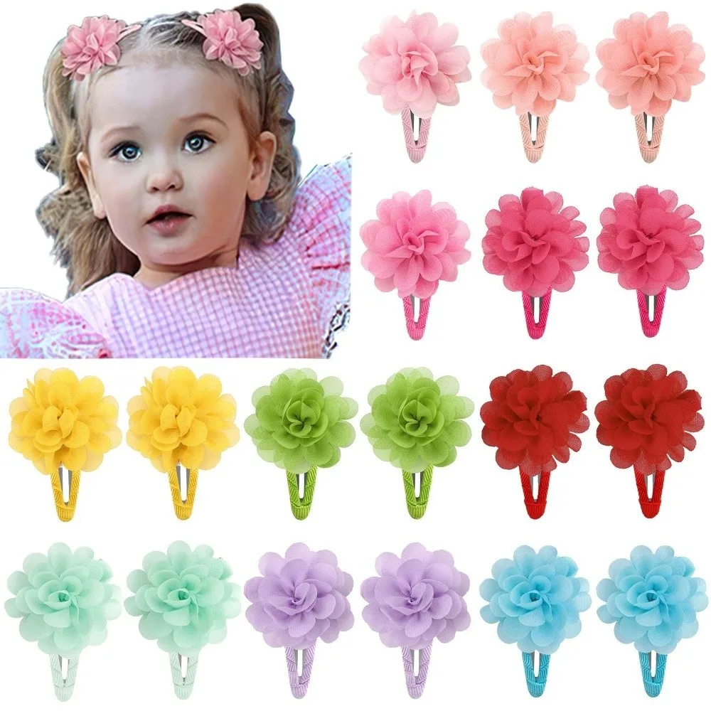 

Новые шифоновые заколки для волос с цветами, нескользящие, милые заколки-зажимы, головные уборы, аксессуары для волос в стиле принцессы