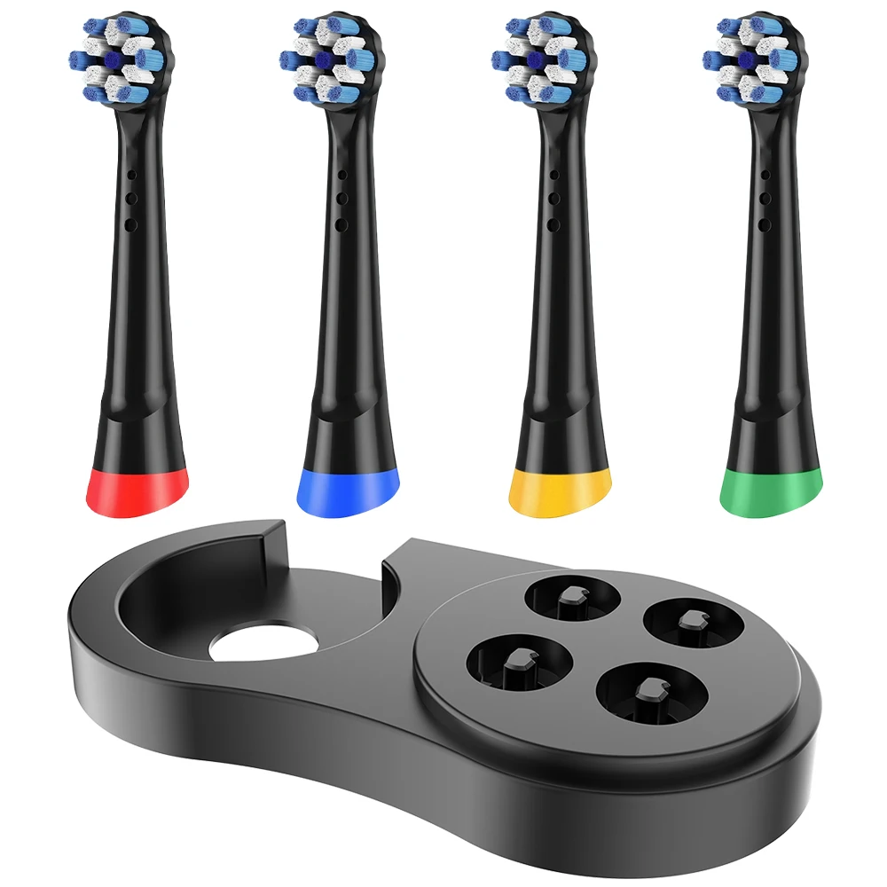 Toothbrush Head Stand/Holder & 4 Pack Replacement Brush Heads Compatible with Oral B iO 2 3 4 5 6 7 8 9 10 Electric Toothbrushes