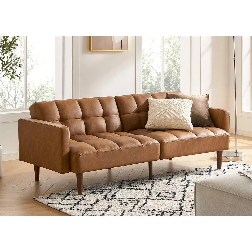 

76.8" Couch, Small Futon Sofa Bed, Sleeper, Loveseat, Mid Century Modern Futon Couch, Sofa Cama, Couches for Living Room