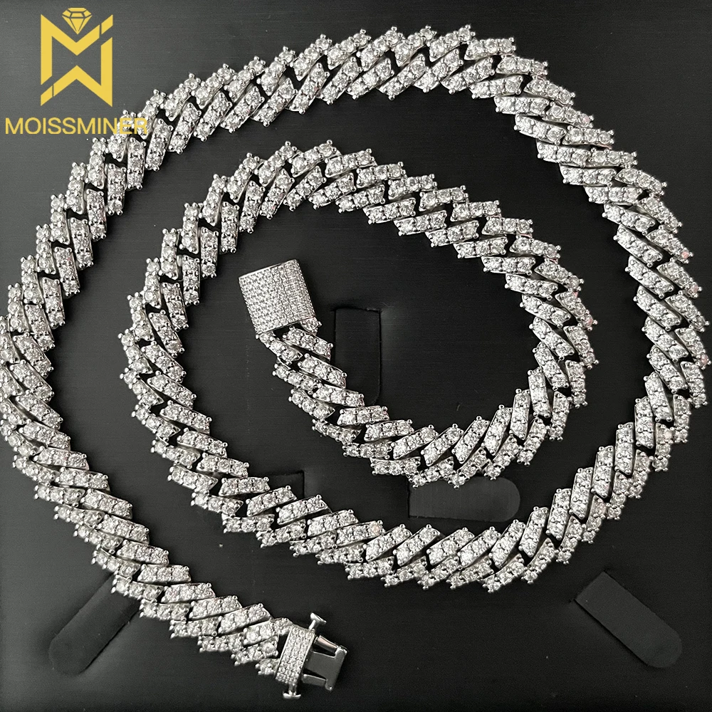 

11mm Moissanite Cuban Chain Bracelet Necklace S925 Silver Iced Out For Men Women Hip Hop Jewelry Pass Diamonds Tester With GRA