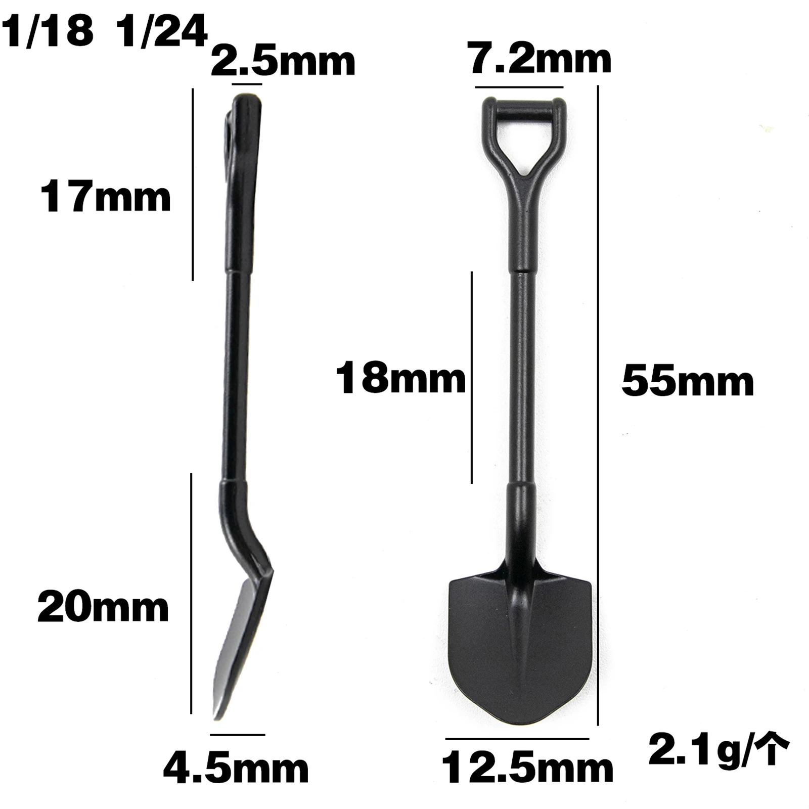 Exquisite Charcoal Black metal shovel for 1/10 1/18 1/24 RC Crawler Car SCX24 AX24 TRX4M FCX24 E