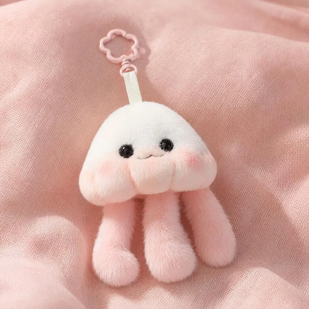 Flower Buckle Lanyard Cute Jellyfish Plush Keychain Soft Pendant for Purse Adorable Aquarium Souvenir Gift for Girls Women Car