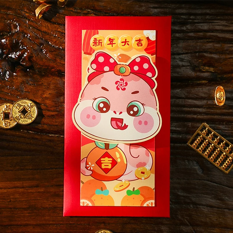 2/4/6Pcs Chinese Snake Year Red Envelopes Creative Spring Festival Red Packet Traditional New Year Lucky Money Pockets Gifts