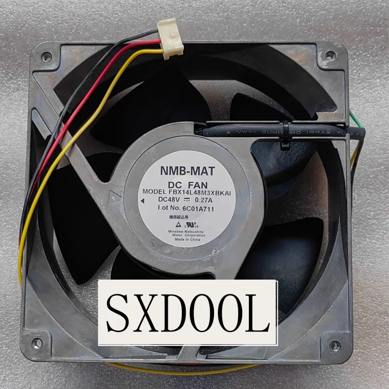 FBX14L48M3XBKAI 140mm 14cm Case Fan NMB-MAT 14050 DC 48V 0.27A 140X140X50mm Aluminum Metal Frame Cooling Fan