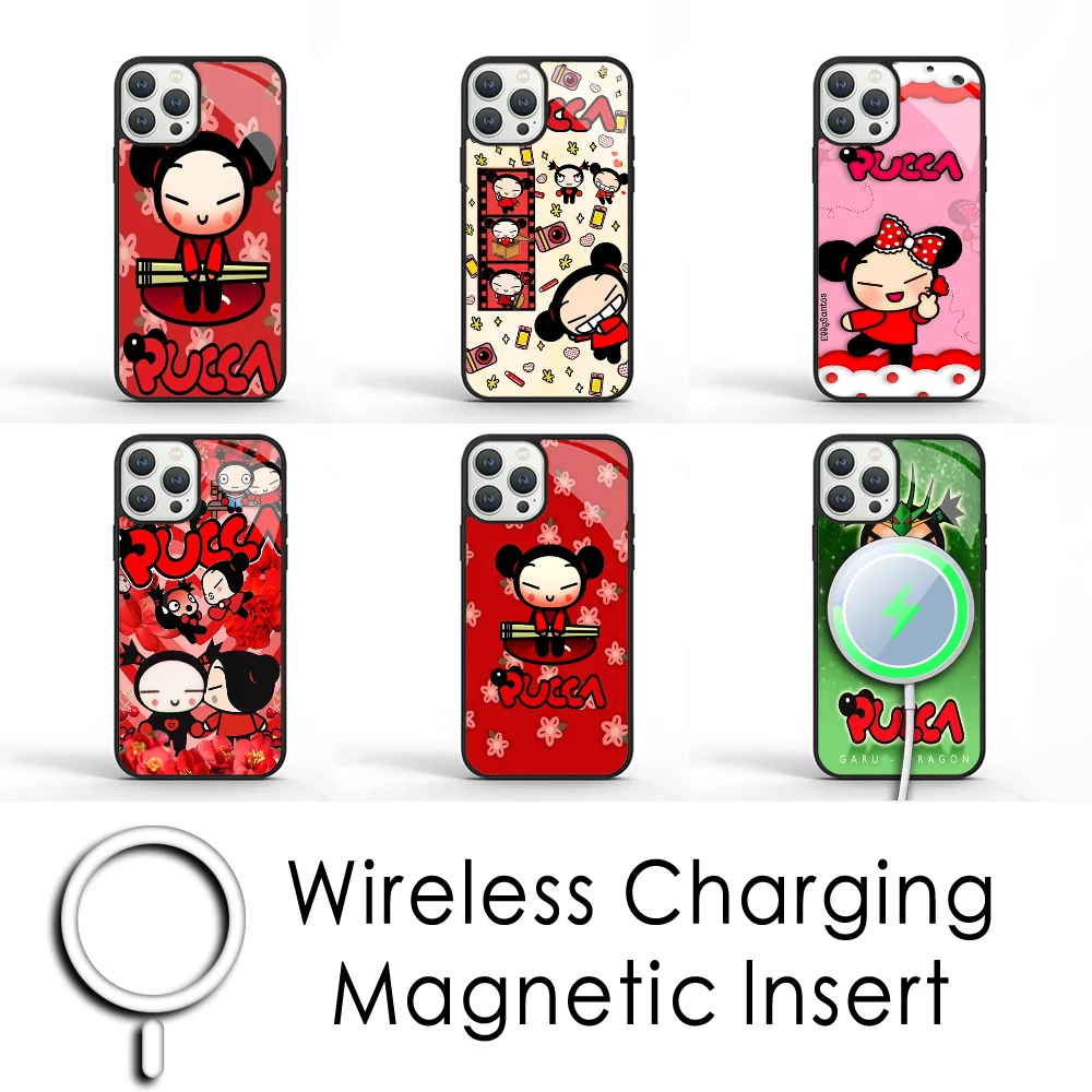 

Cute Cartoon Pucca Garu Phone Case For IPhone 16 15 Pro Max Case 14 Plus 13 12 11 Magesafe Magnetic Wireless Charge Cover