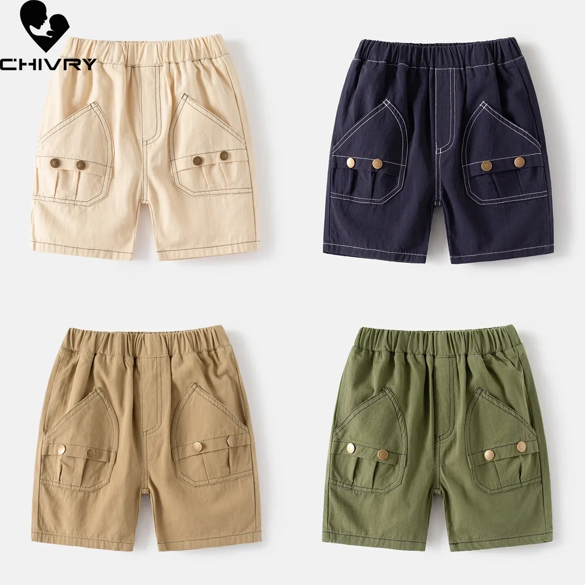 

Boys Vintage Short Pants New 2024 Summer Kids Boys Fashion Solid Button Decorated Loose Shorts Children Casual Short Trousers