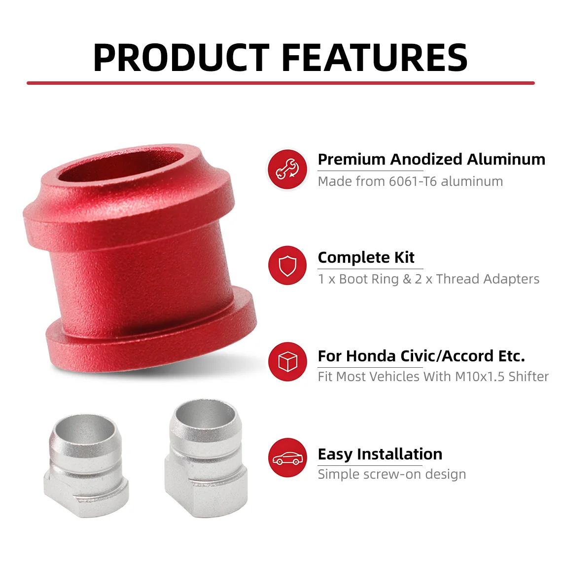 ​M10×1.5 Shift Boot Collar Kits For Honda Civic/Civic Si Type R S2000 Accord Integra-R CR-V Element For Acura RSX TSX