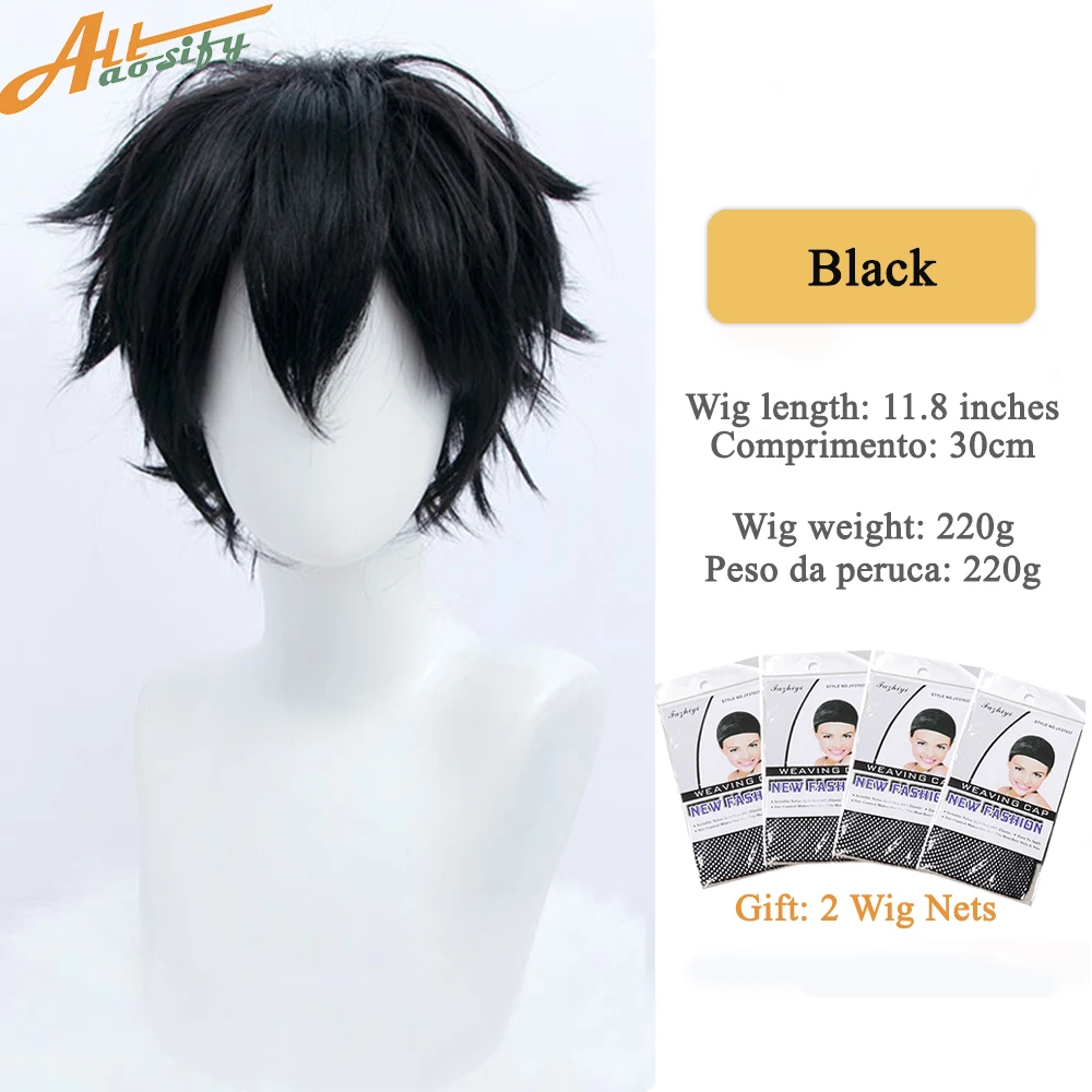 Synthetic Men's Cosplay Wig With Bangs Short Straight Heat Resistant Hair Blonde Black Blue White Halloween Anime Cosplay Wigs image 4