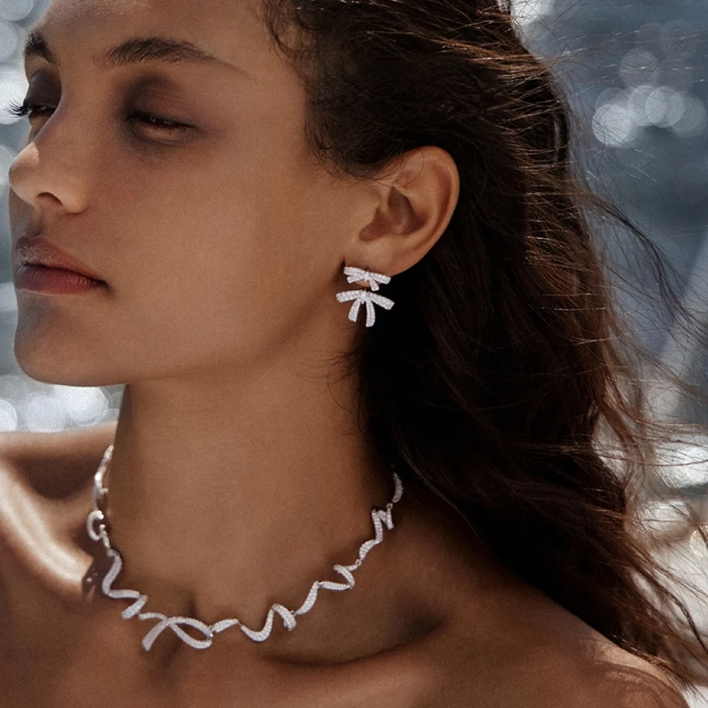 Jewelry, dazzling ribbons, necklaces, earrings, light luxury, versatile, fashionable accessories wholesale, seamless hair replac