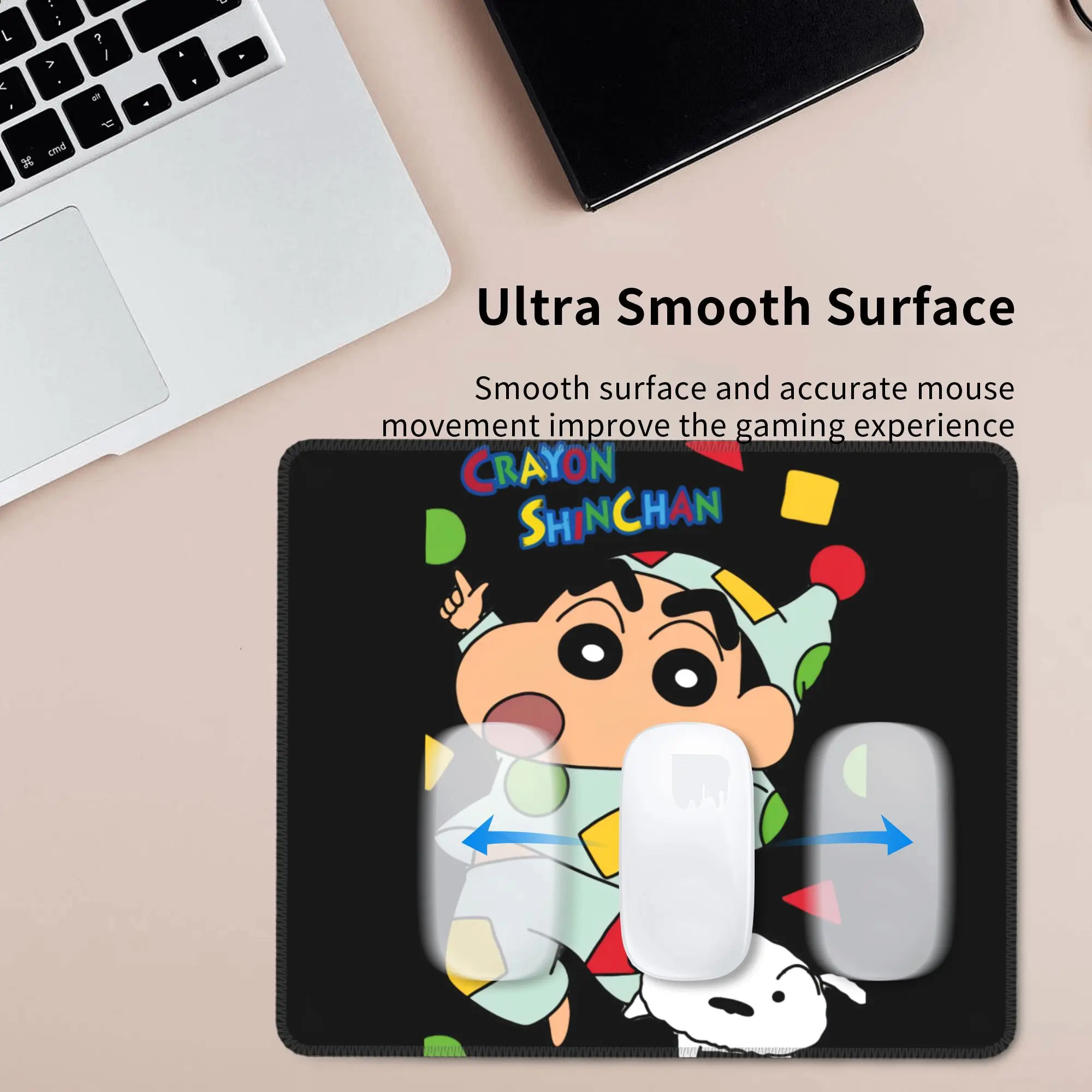 Crayon Shin afdrukken muismat spel pc accessoires overlock muismat computer bureaumat