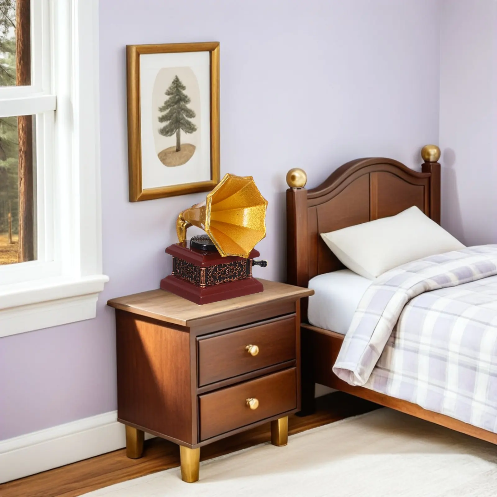 

Миниатюрный ретро-проигрыватель виниловых пластинок, винтажные аксессуары для кукольного домика, компактные ретро-украшения для дома, настольные украшения