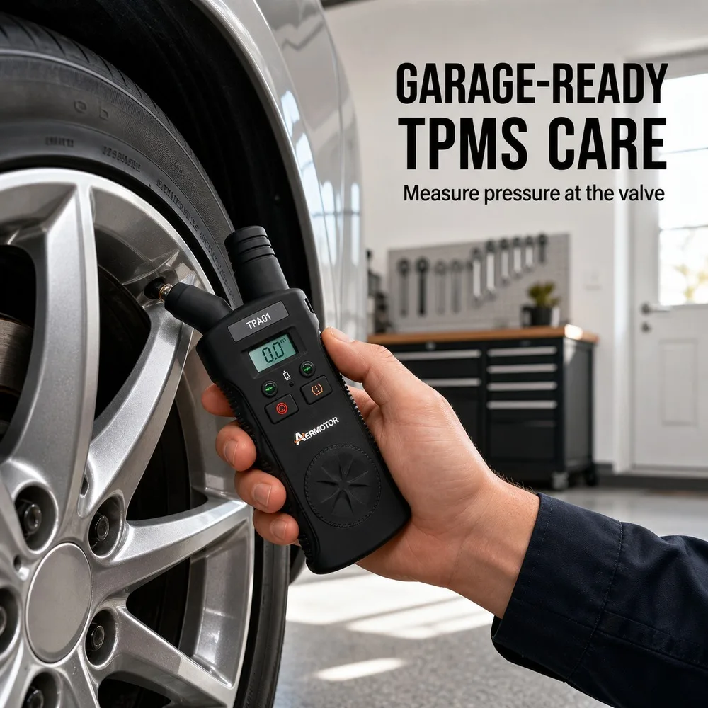 2 in 1 TPMS Relearn Tool Plus 150 PSI Digital Tire Pressure Gauge 4 Units Handheld Automotive Sensor Tool