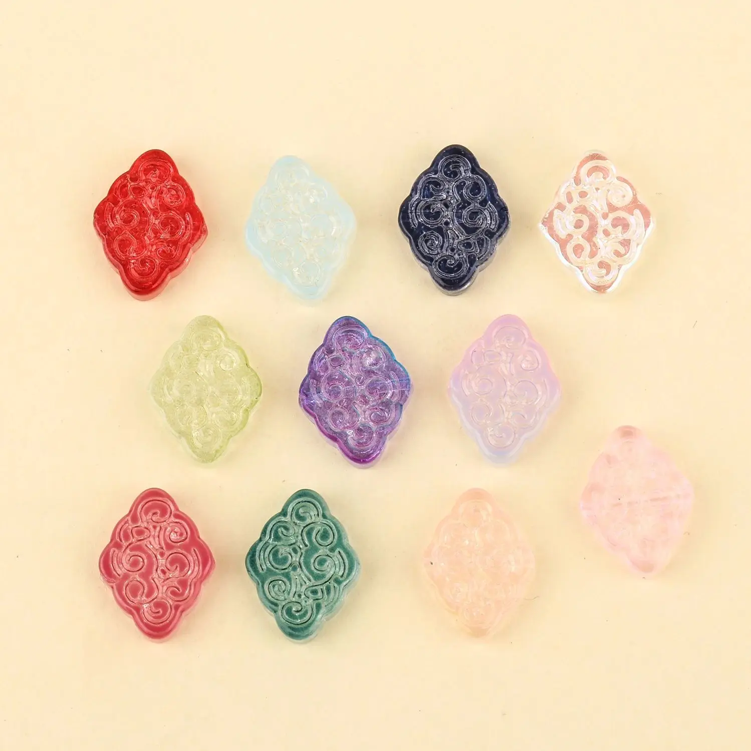 20pcs 15.5x12mm Multicolour Auspicious Clouds Shape Czech Lampwork Crystal Glass Flat Beads For Jewelry Making DIY  Accessories