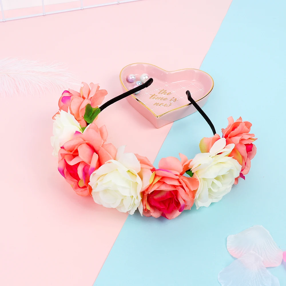 1Pc Bohemia Flower Head Hoop Women Girl Bride Flower Headband Beach Headdresses Bridesmaids Wedding Party Show Hair Accessories