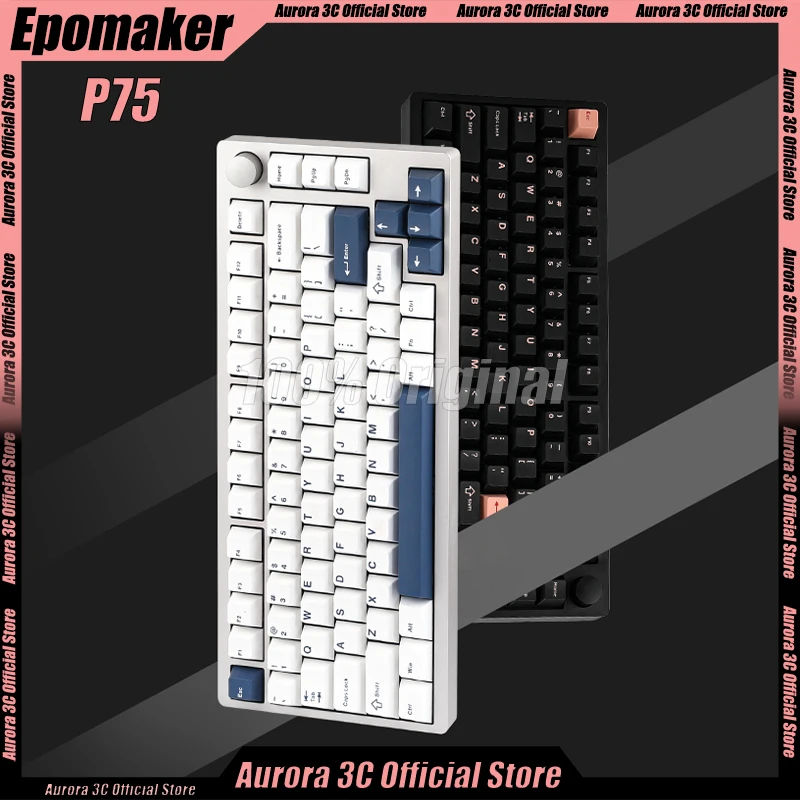 Epomaker P75 3mode Wireless Mechanical Keyboard Gasket Rgb Knob Aluminium Alloy Hot Swap Laptop Gamer Pc Gaming Keyboard Custom