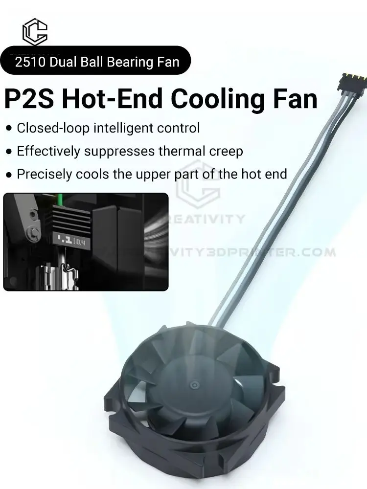 Wentylator P2S 2510 z podwójnym łożyskiem kulkowym do Bamboo Lab P2S, zamienny wentylator chłodzący hotend, akcesorium do drukarki 3D — zdjęcie produktu 7