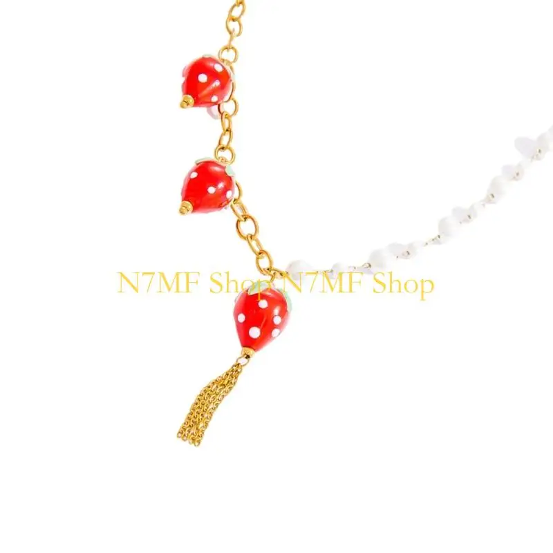 

N7MF Цветное стеклянное ожерелье с подвеской в ​​виде фруктов, идеально подходящее для повседневного или праздничного ношения