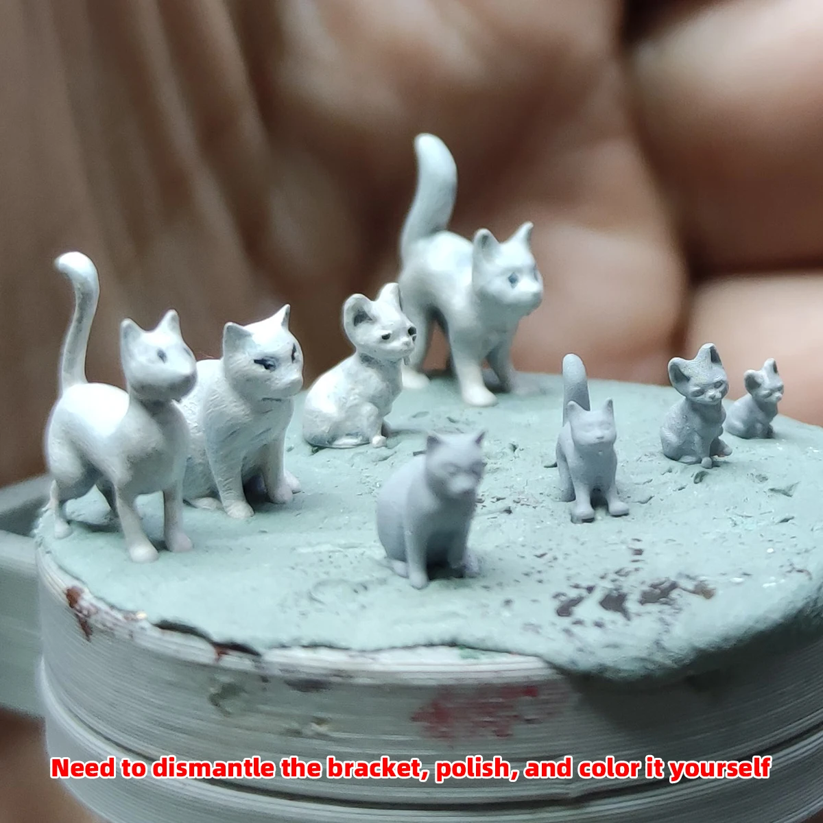 3D-Gedrucktes Harz-Miniatur-Katzen-Tiermodell-Set, Architektur-Diorama Sandtisch-Dekoration Passend für 1/35 1/48 1/64 1/72 – Detail 2