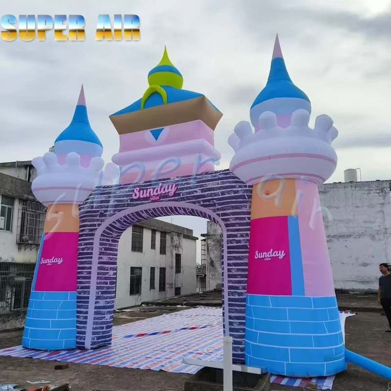 Arc de château gonflable personnalisé, beau design fabriqué en chine, pour enfants